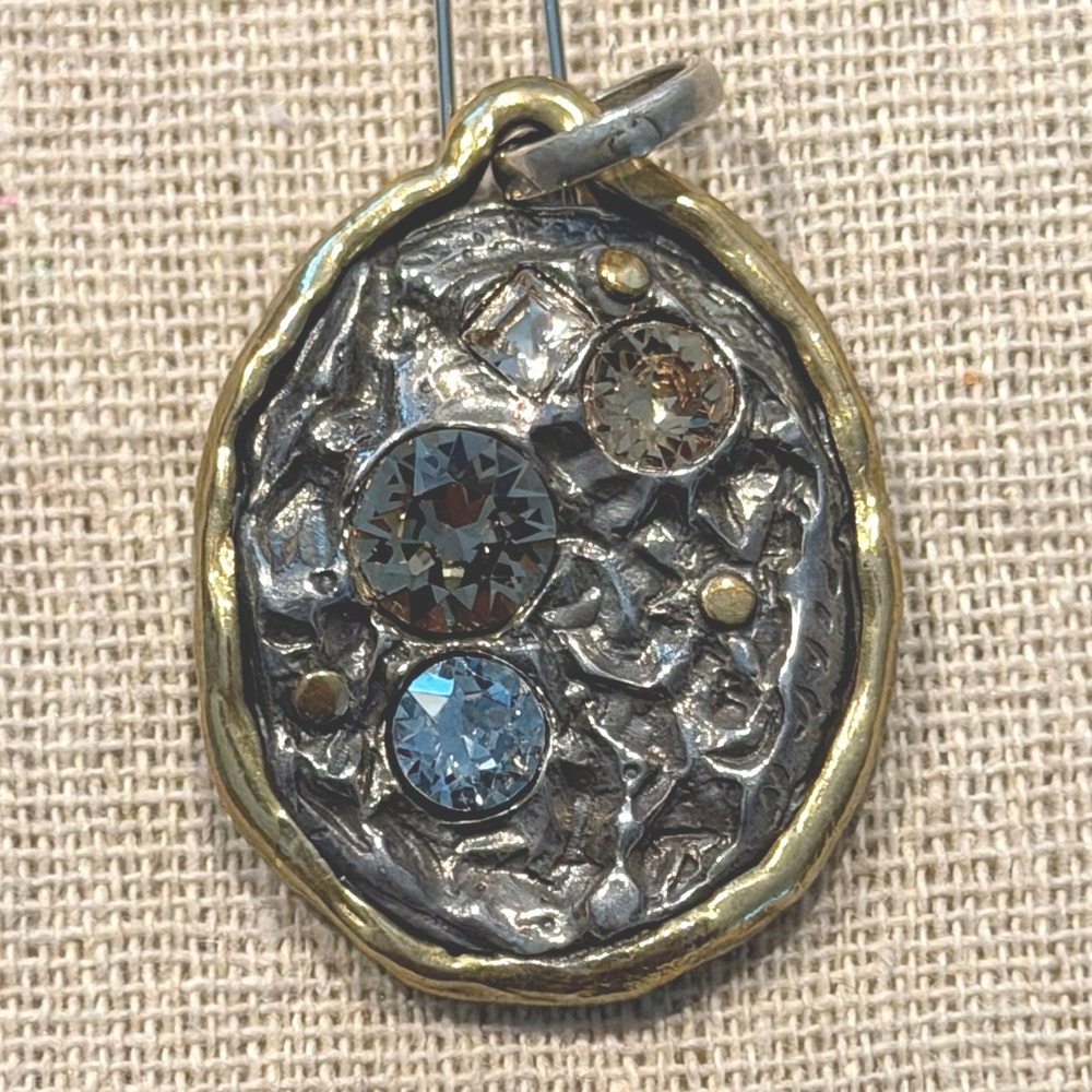 Melange Pendant Women Mixed Metal NEW Crystal Embellished NWT